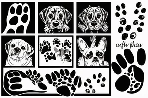 Dog in a paw print tattoo idea