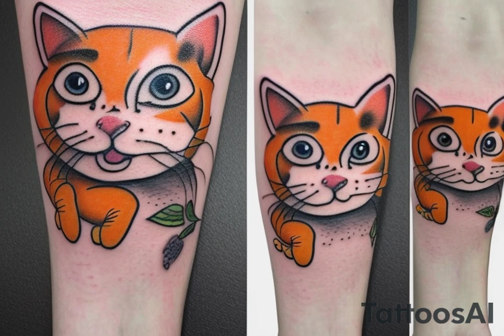 An orange and white cat with "winnie the pooh" tattoo idea