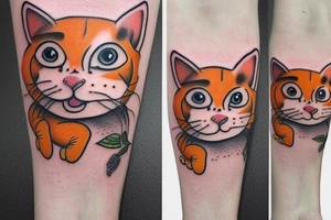 An orange and white cat with "winnie the pooh" tattoo idea