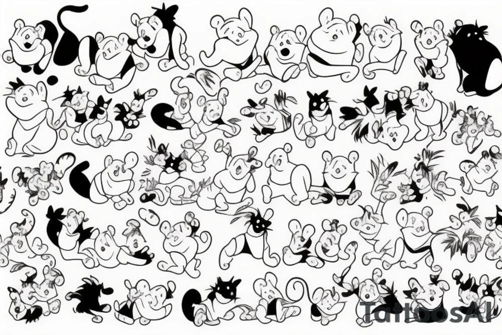 Winnie the pooh with a cat tattoo idea