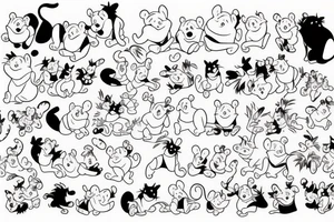 Winnie the pooh with a cat tattoo idea