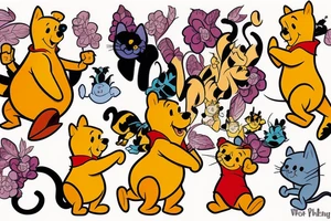 Winnie the pooh with a cat tattoo idea