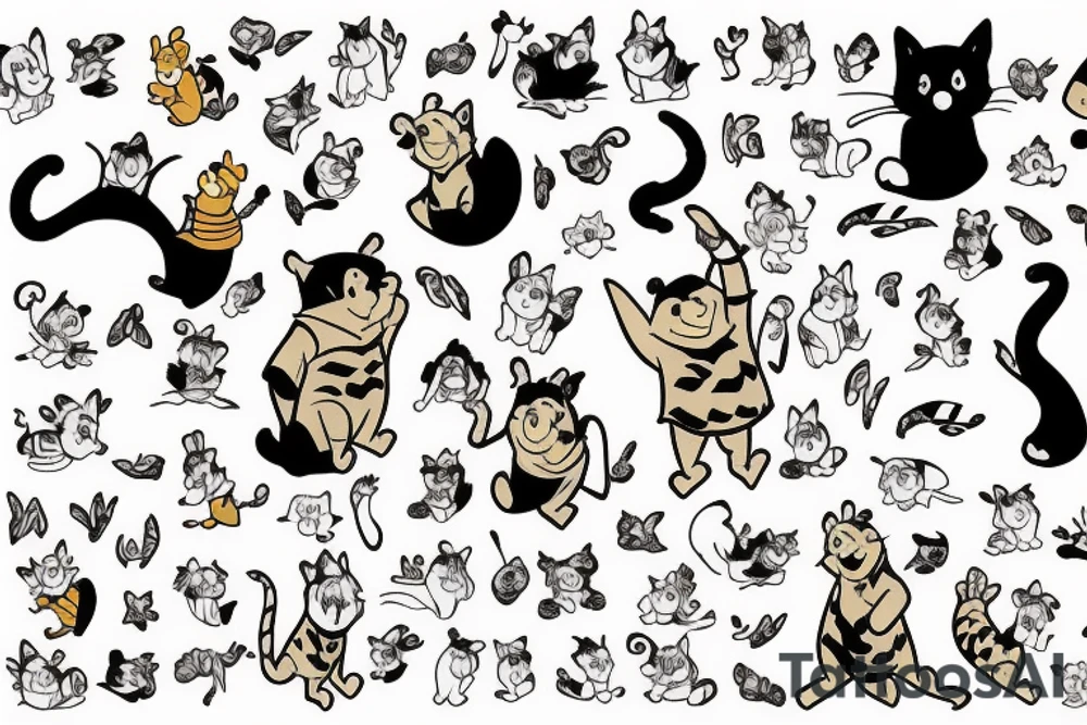 Winnie the pooh with a cat tattoo idea