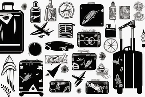 a suitcase traveling with airplane tattoo idea