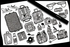 a suitcase traveling with airplane tattoo idea