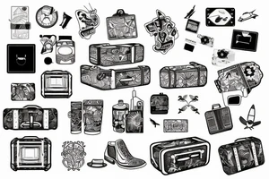 a suitcase traveling with airplane tattoo idea