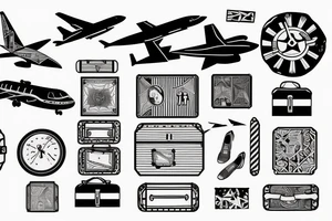 a suitcase traveling with airplane tattoo idea