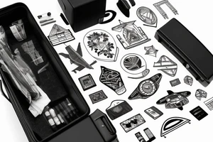 a suitcase traveling with airplane tattoo idea