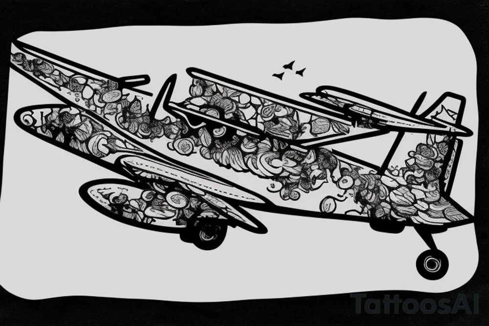 airplane coming out of a suitcase tattoo idea