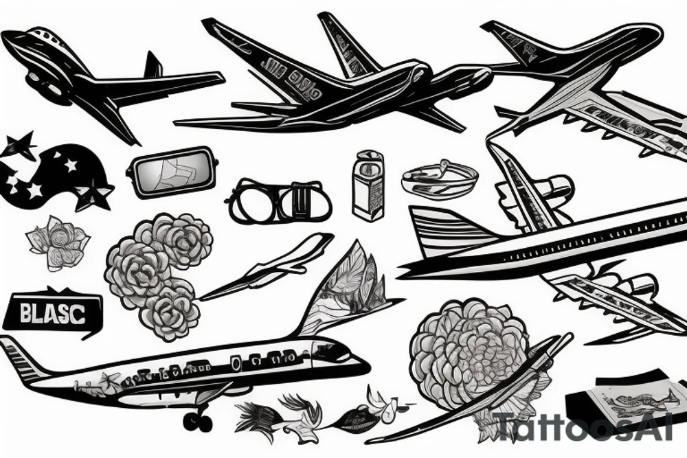 airplane coming out of a suitcase tattoo idea