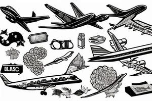 airplane coming out of a suitcase tattoo idea