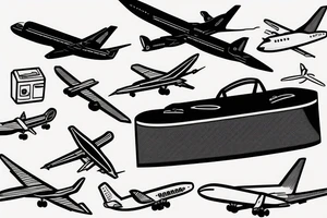 airplane coming out of a suitcase tattoo idea