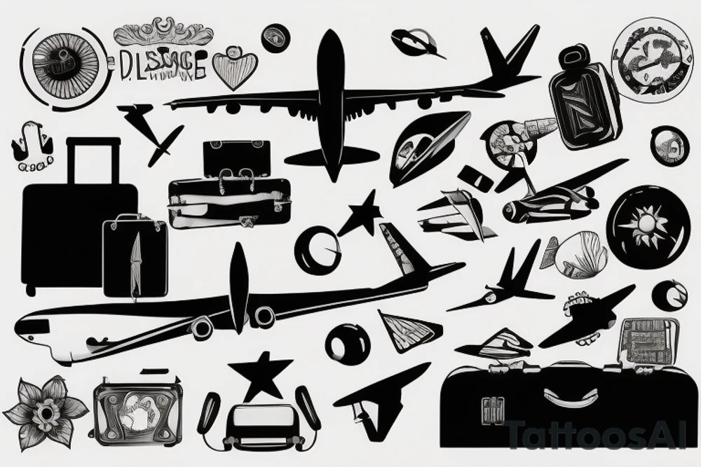 airplane suitcase tattoo idea
