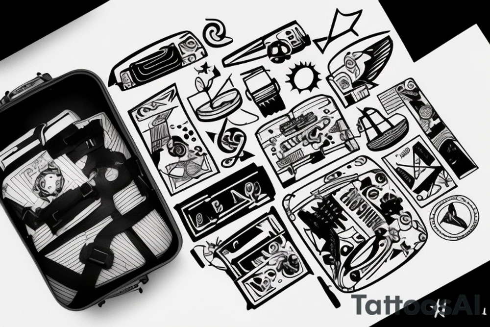 airplane suitcase tattoo idea