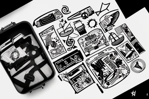 airplane suitcase tattoo idea