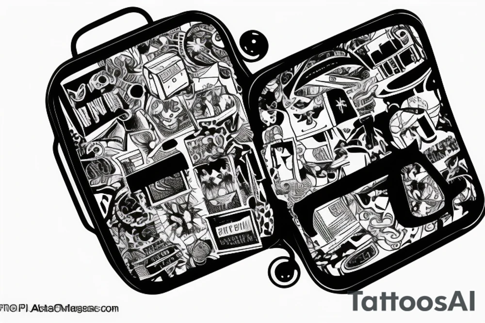 airplane suitcase tattoo idea