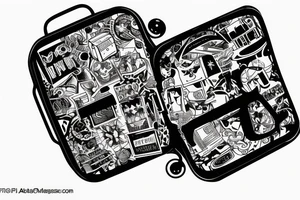 airplane suitcase tattoo idea