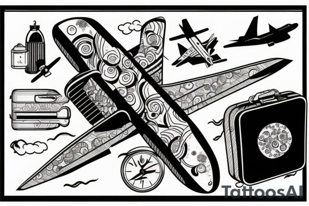 airplane suitcase tattoo idea