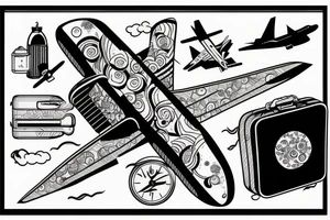 airplane suitcase tattoo idea