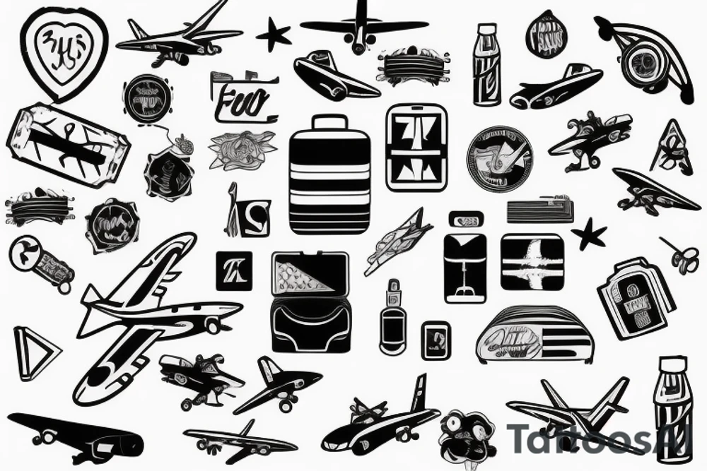 airplane suitcase tattoo idea