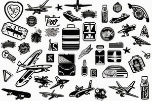 airplane suitcase tattoo idea
