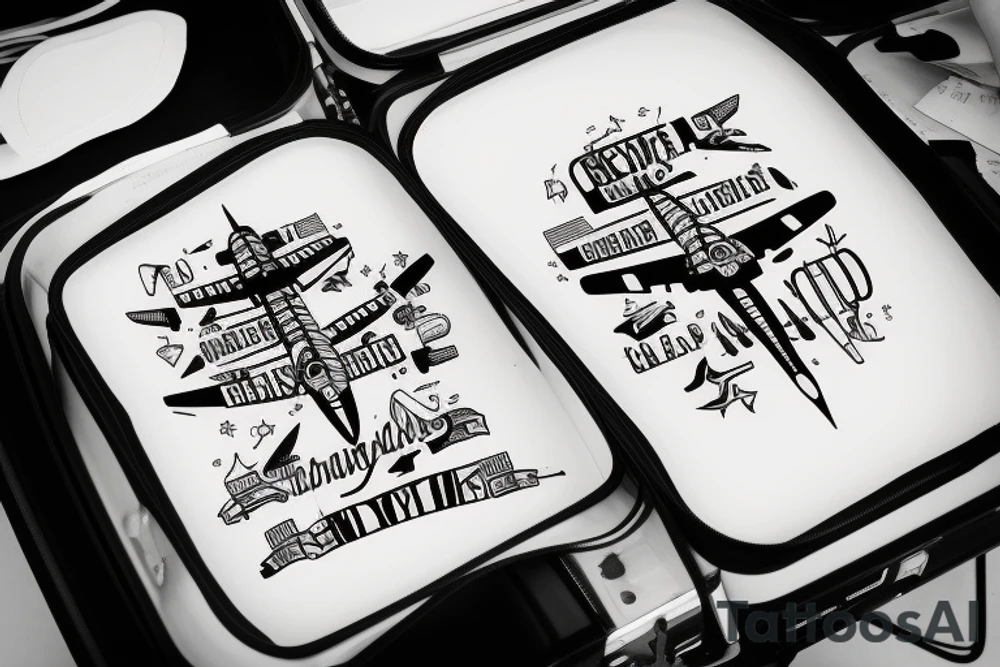 airplane suitcase tattoo idea