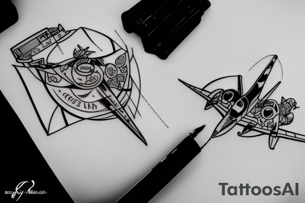 airplane suitcase tattoo idea