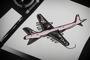 A girl with luggage wants to travel with airplane tattoo idea