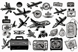 A girl with luggage wants to travel with airplane tattoo idea