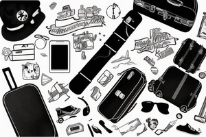 A girl with luggage wants to travel with airplane tattoo idea