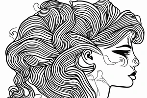 full woman's head minimalist continuous line art drawing tattoo idea