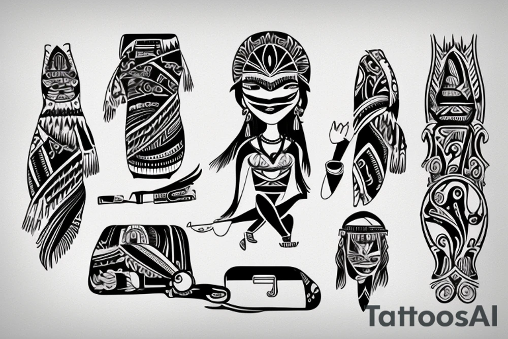 A girl with luggage wants to travel with airplane tattoo idea