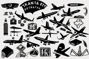 A girl with luggage wants to travel with airplane tattoo idea