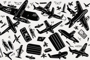 A girl with luggage wants to travel with airplane tattoo idea