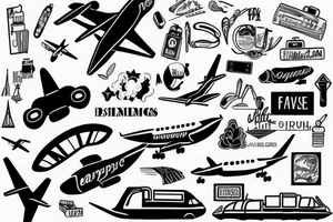 A girl with luggage wants to travel with airplane tattoo idea