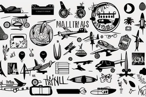 A minimal girl with a minimal luggage wants to travel with a minimal 
airplane tattoo idea