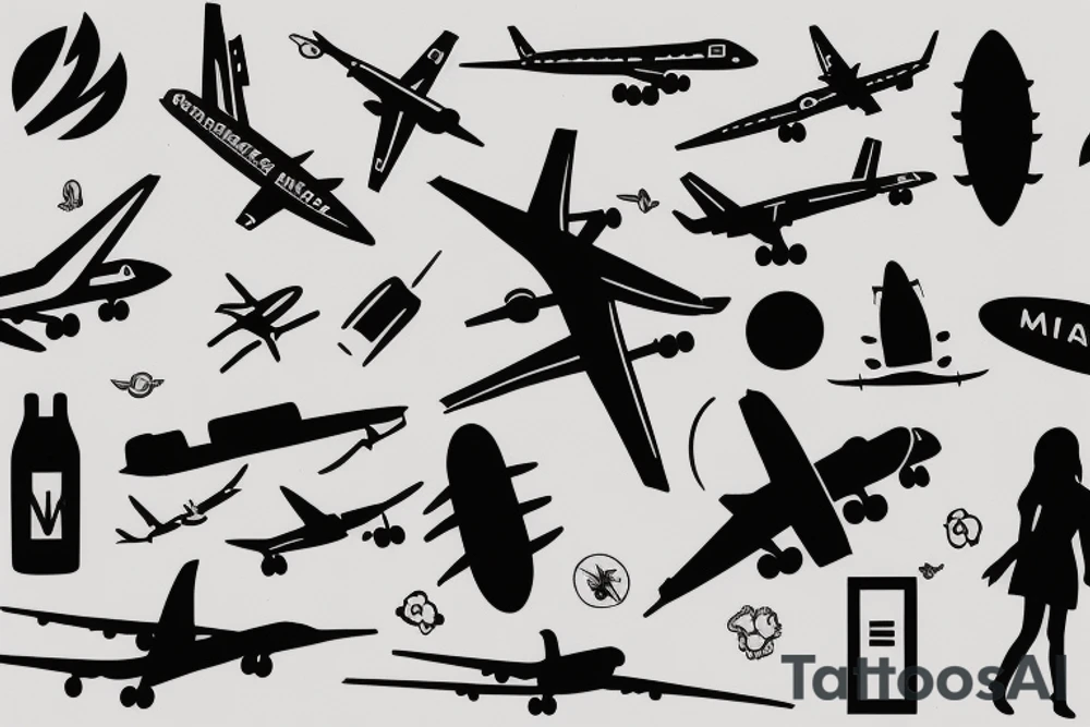A minimal girl with a minimal luggage wants to travel with a minimal 
airplane tattoo idea