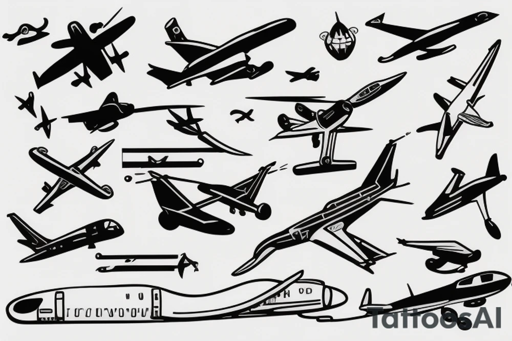 A minimal airplane coming out from a minimal luggage to fly tattoo idea
