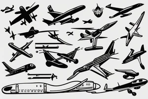 A minimal airplane coming out from a minimal luggage to fly tattoo idea