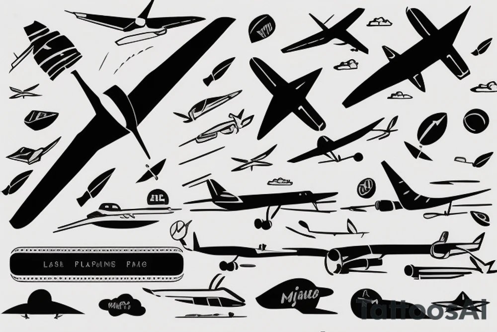 A minimal airplane coming out from a minimal bag to fly tattoo idea