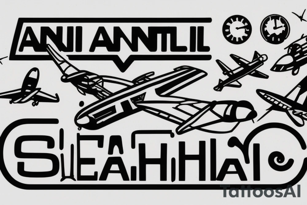 A minimal airplane coming out from a minimal bag to fly tattoo idea