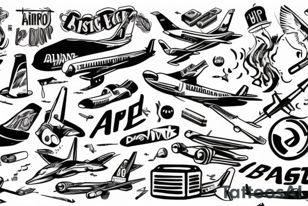 airplane luggage tattoo idea