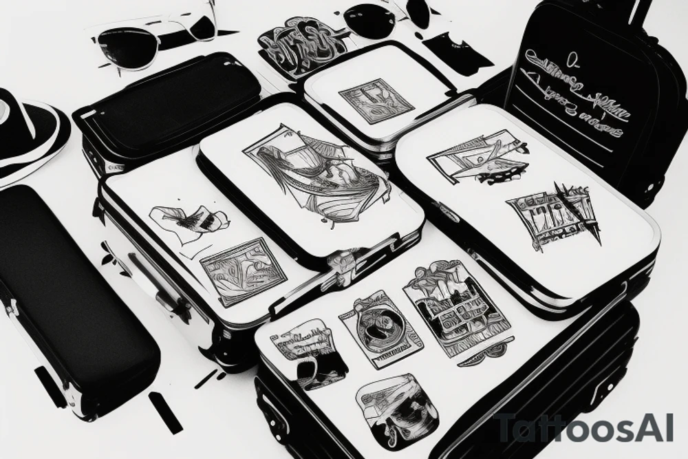 airplane luggage travel tattoo idea