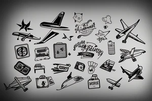 airplane luggage travel tattoo idea