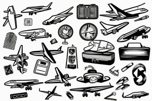 airplane suitcase travel tattoo idea