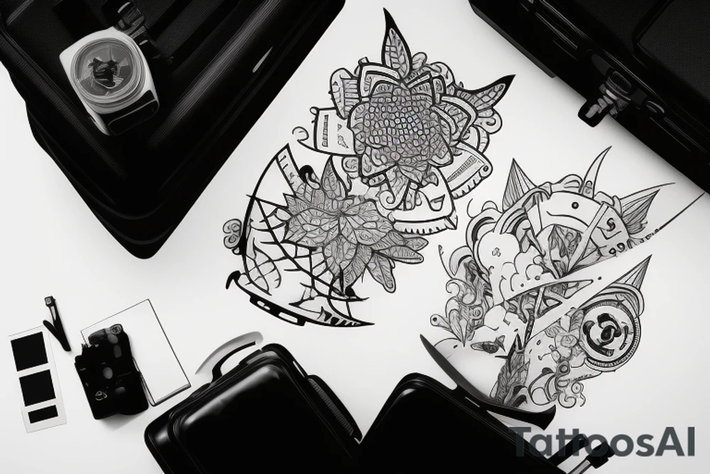 airplane suitcase travel tattoo idea