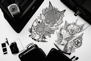 airplane suitcase travel tattoo idea
