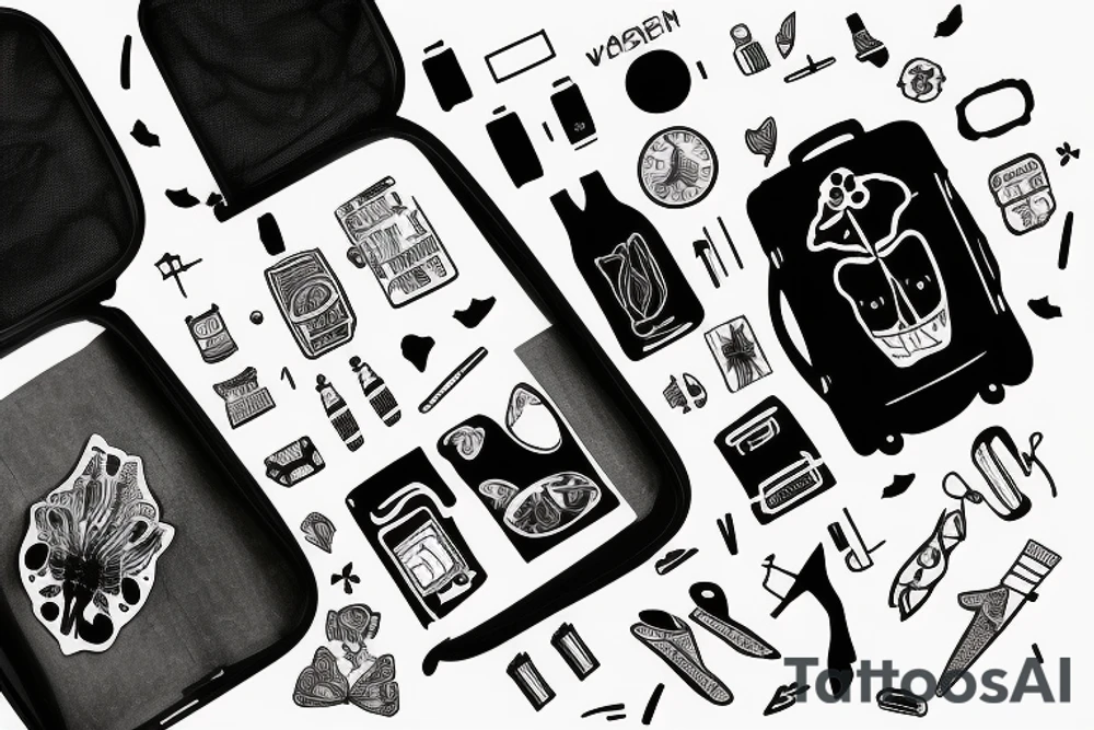 airplane suitcase travel tattoo idea