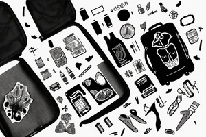 airplane suitcase travel tattoo idea