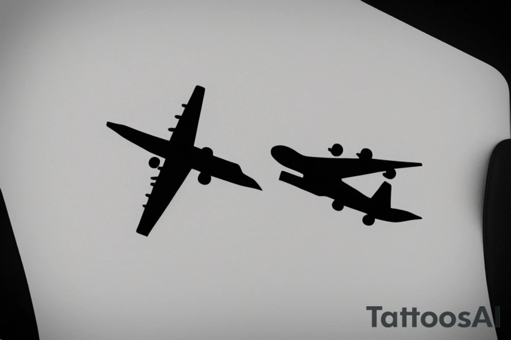 a minimal tatoo shows an airplane flying out of a suitcase to travel tattoo idea